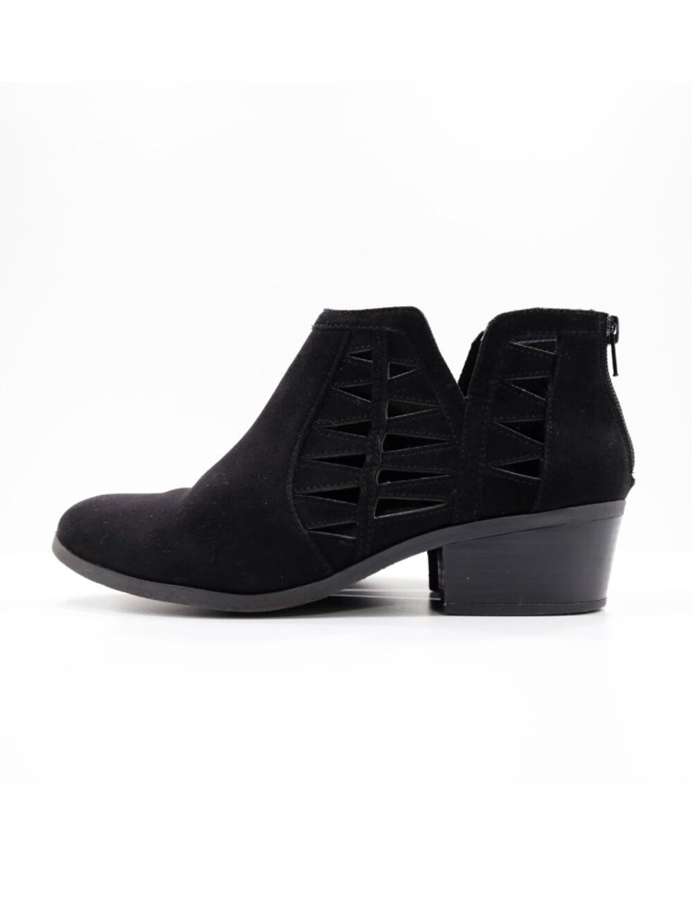 New Directions Aspen Black Suede 2" Block Heel Ankle Booties - 9